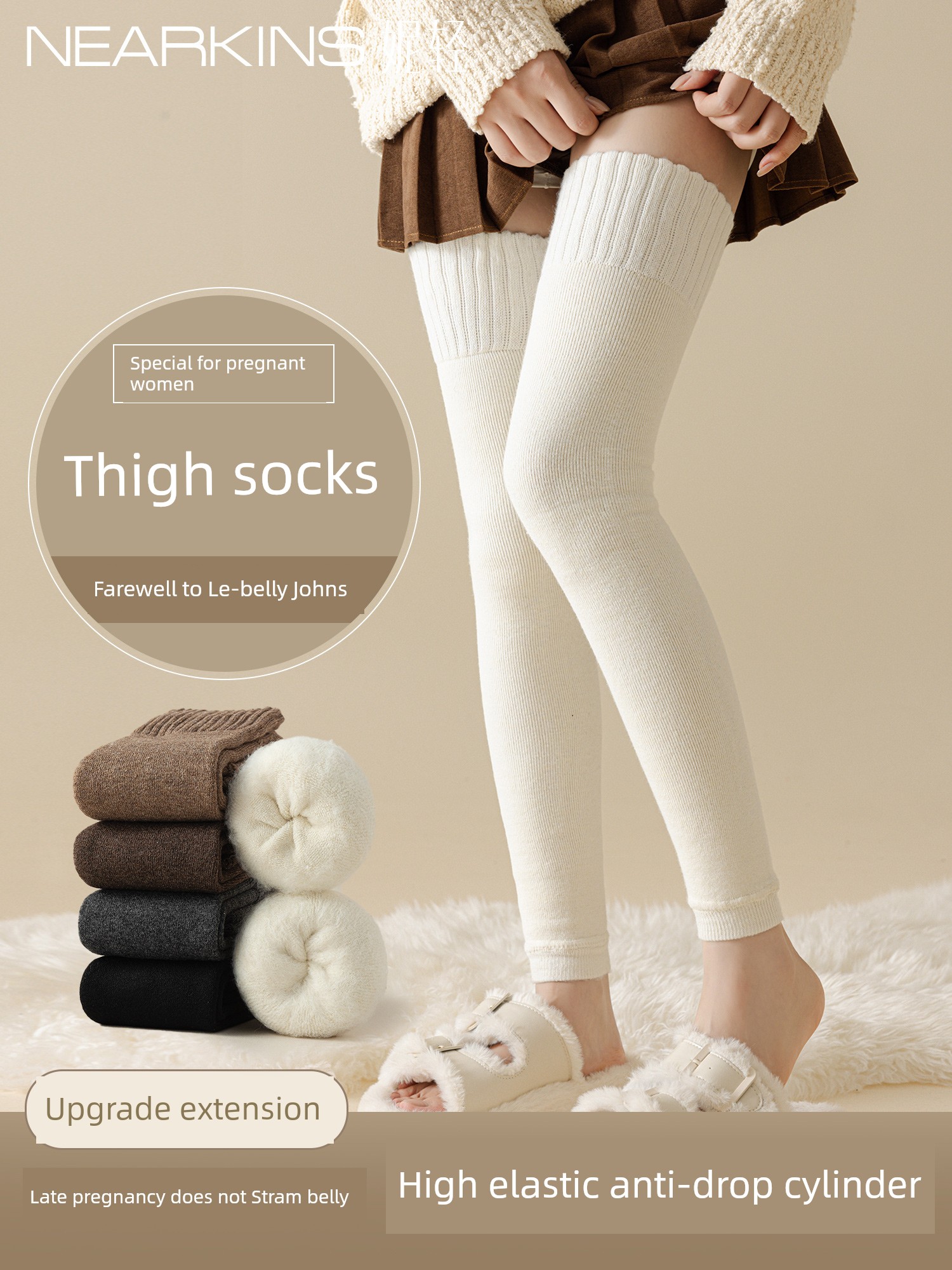 Hold-Ups Autumn and Winter Thickened plus Velvet Heattech over the Knee Stockings Postpartum Confinement Knee Pads for Pregnant Women Foot Sock Leg Warmer
