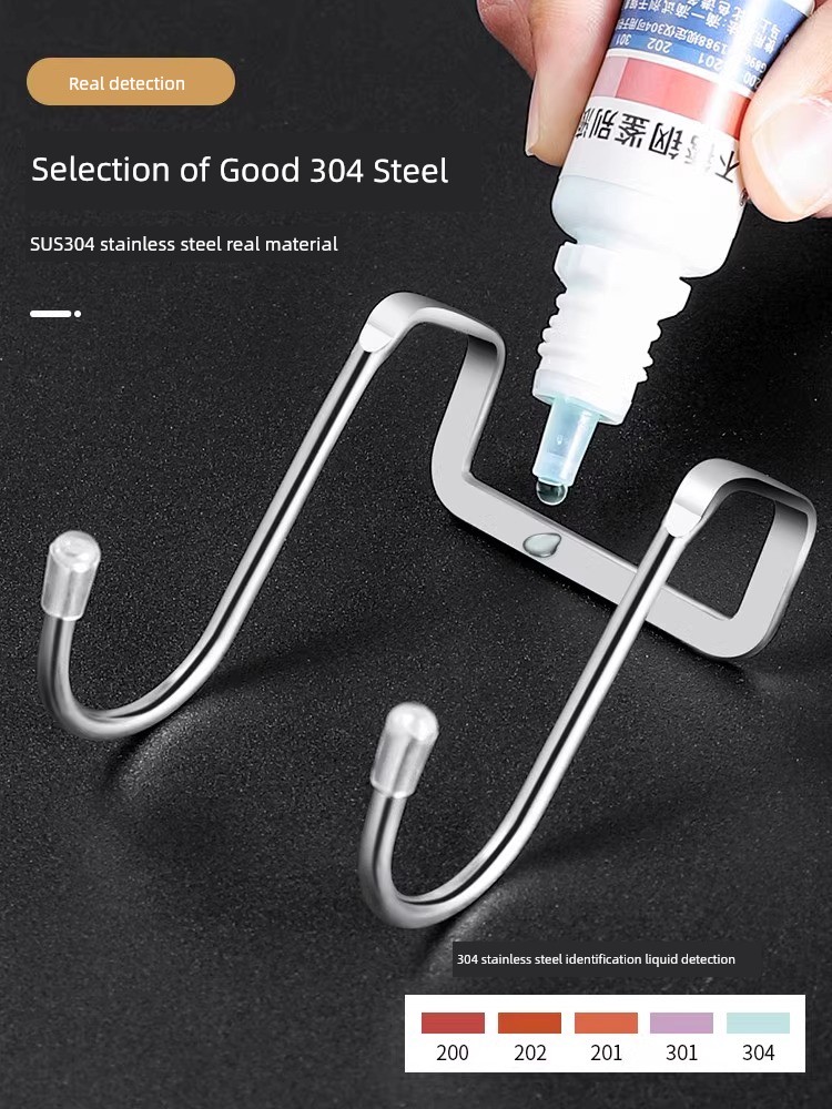 Stainless Steel Cabinet Door Hook Dormitory Bedside S-Type Hanger Clothes Handy Gadget Punch-Free Strong Load-Bearing Closet Door Rear Rack