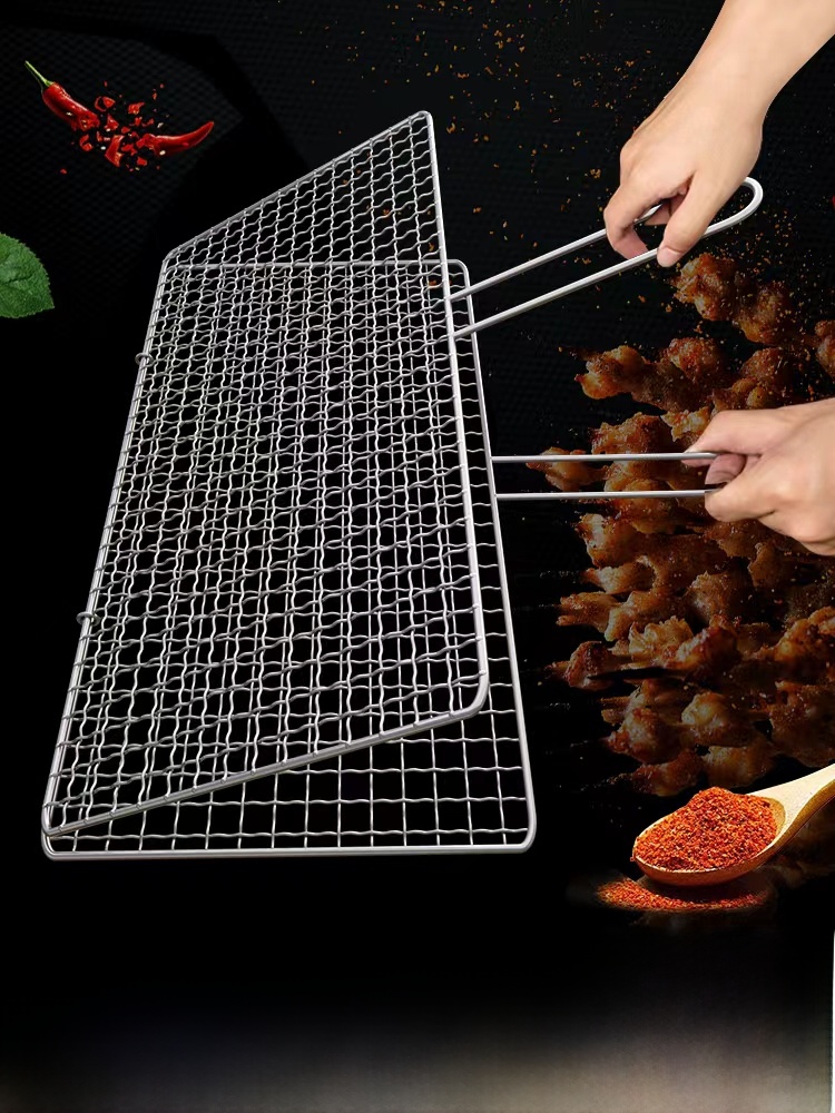 304 Stainless Steel Grilled Fish Clip Barbecue Grill Net Grilled Leek Vegetable Racket Outdoor Barbecue BBQ Clamp Board Net