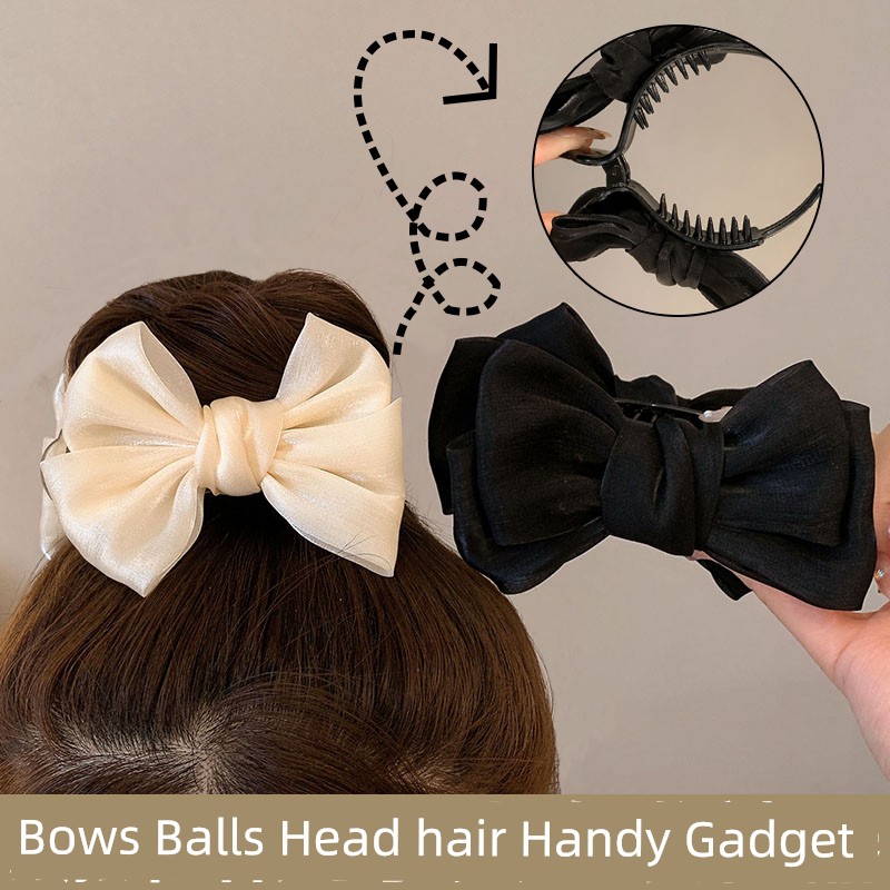 Mesh Bow Barrettes Bun Grip Female Summer 2023 New Arrival Internet Celebrity Fancy Hairpin Clip Headdress