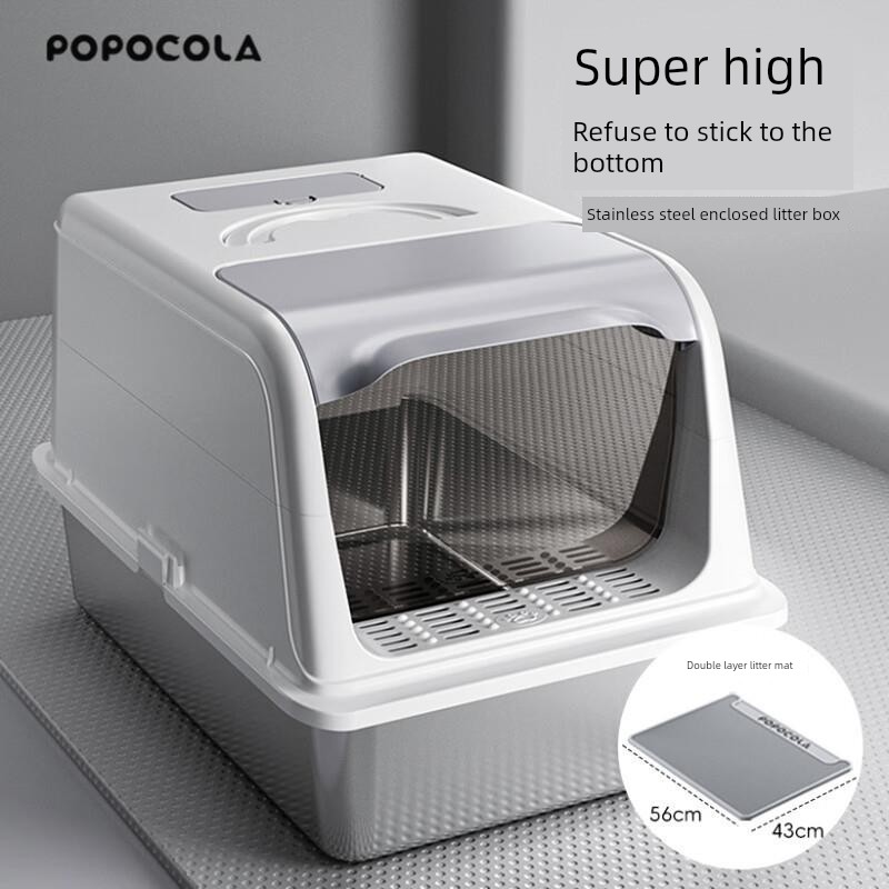 Popocola Litter Box Extra Large Fully Enclosed Maine Muppet Special Deodorant Splash-Proof Oversized Cat Toilet