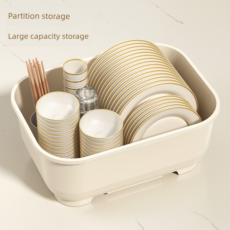 Tableware Storage Box Kitchen Storage Rack with Lid Cupboard Countertop Dish Storage Rack Bowl Plate Dish Draining Rack