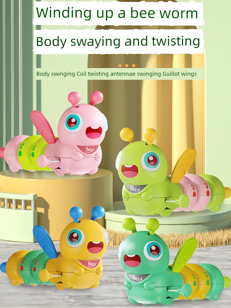 Kids Bee Worm Wind-up Spring Toy Telescopic Swing Cartoon Fun Caterpillar Baby Crawling Educational Toys