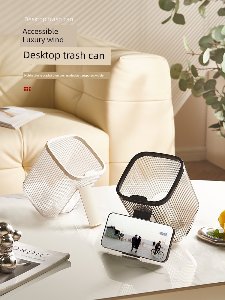 Accessible Luxury Desktop Trash Bin Living Room Coffee Table Office Bed Head Desk Toilet Pail Bedroom Good-looking Wastebasket Small