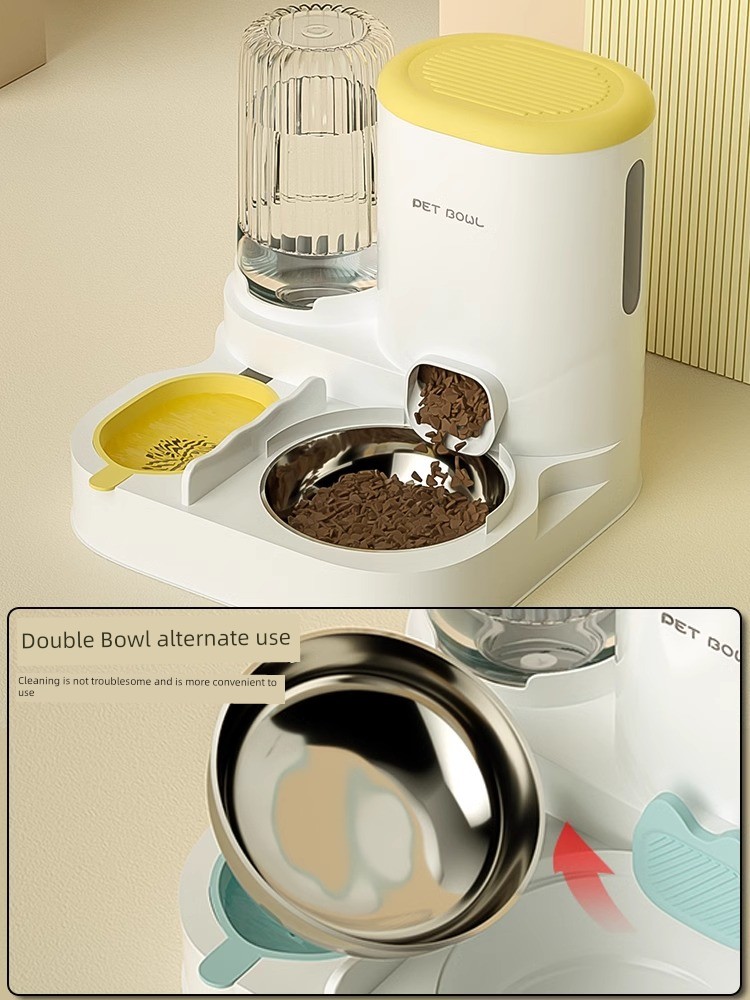 Cat Bowl Dog Bowl Automatic Drinking Water Feeder Integrated Cat Food Holder Anti-Tumble Cat Food Rice Basin Pet All Products