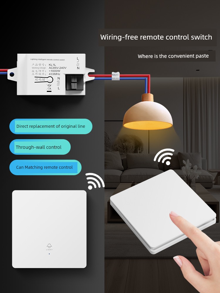 Wireless Remote Switch Receiver Module 220V Wiring Free Notepaper Smart Wireless Dual-Control Switch For Home