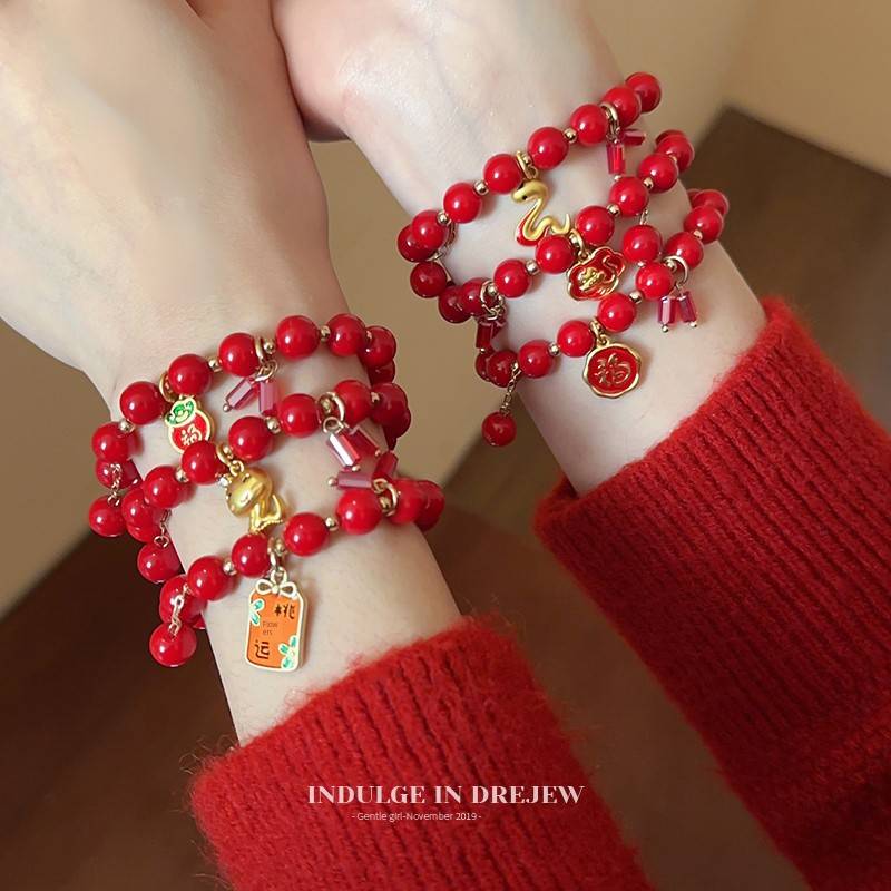 New Year Red Bracelet the Year of the Snake Auspicious Wearing Red Rope Bracelet for Women Year of Snake Bracelet Ornament