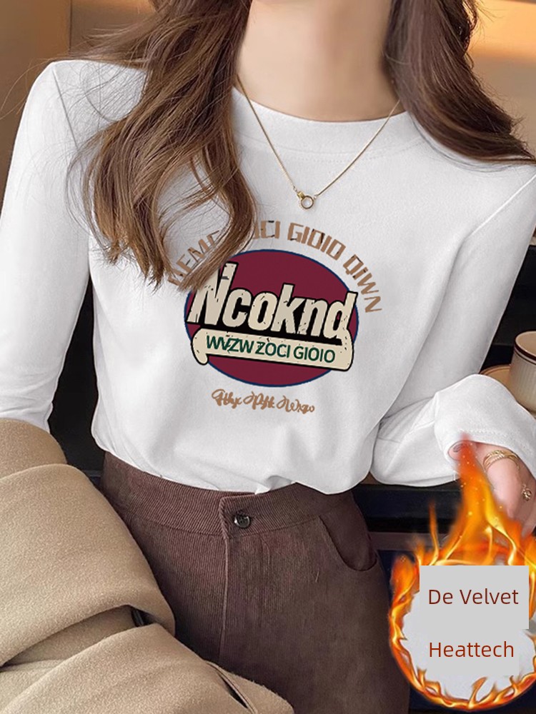 Dralon Shoulder Long Sleeves T-Shirt Women's 2025 Spring & Fall New Arrival Silm Slim Looking Chic Short Western Style Tops Bottoming Shirt
