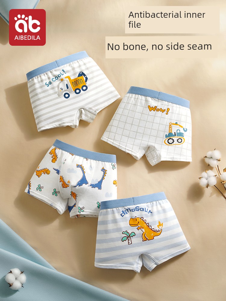 Boys' Underwear Kids Baby Pure Cotton Boyshorts Head Children's 2024 New Arrival Little Boy Four-Corner Cotton