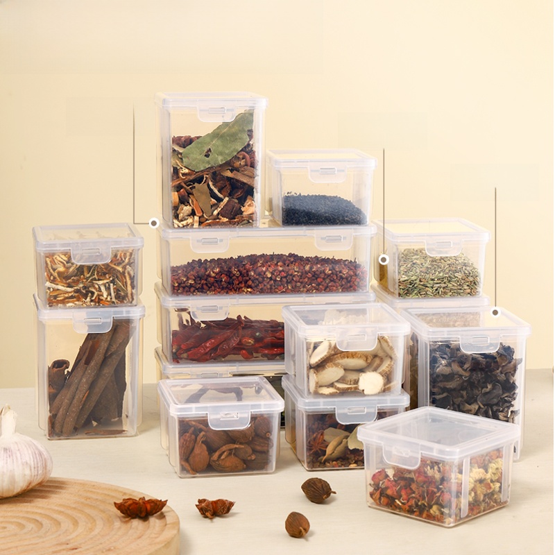 Spices Storage Box Set Dry Goods Sealed Kitchen Anise Cinnamon Sub-Packaging Seasoning Containers Storage Moisture-Proof Refrigeration