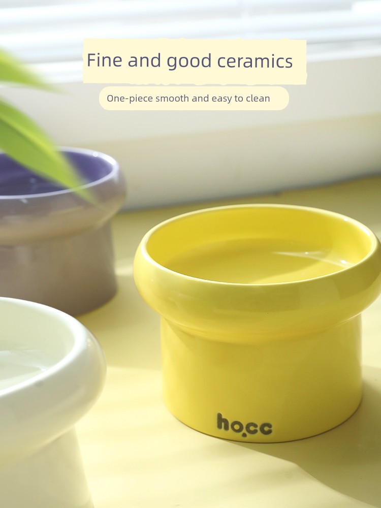 Ceramic Food Basin Large Diameter High Leg Cat Bowl