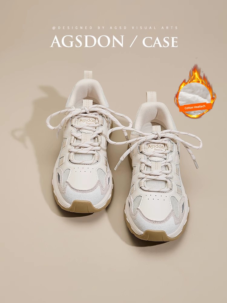 Augusto Sneaker Women's 2024 New Arrival Autumn and Winter Cotton-Padded Shoes with Velvet Hiking Shoes Casual Platform Dad Shoes
