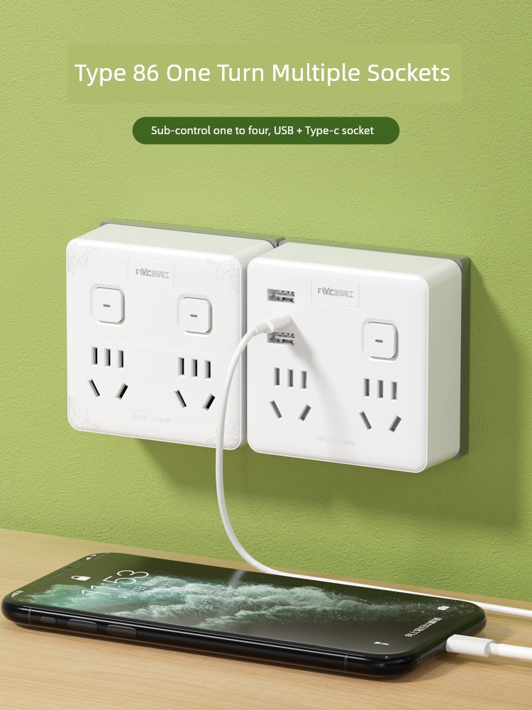 Converter 86-Type Socket Sub-Control One-Turn Four-Expansion Device 14-Hole Power Plug Porous Switch Panel For Home