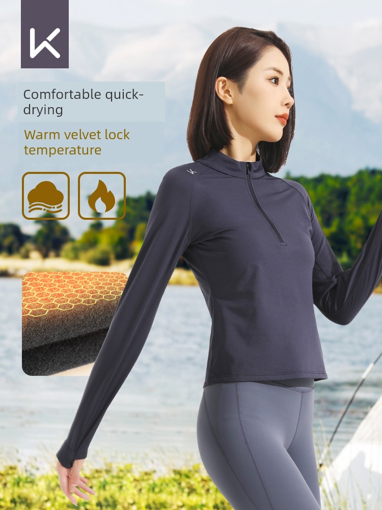 Keep Sports T-Shirt Women's Long Sleeve Quick-Drying Fall and Winter Heattech Tight Bottoming Tops Yoga Sports Running Fitness Clothes