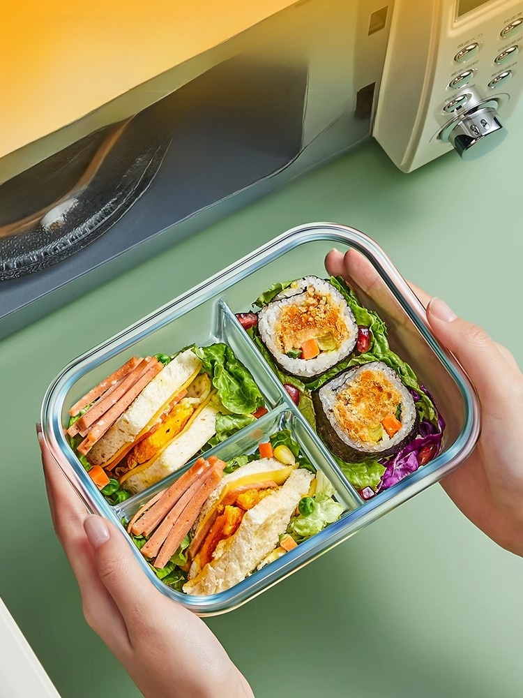 Glass Lunch Box Office Worker with Rice Student Lunch Lunch Box Microwaveable Dedicated for Heating Sealed Freshness Bowl Soup Bowl