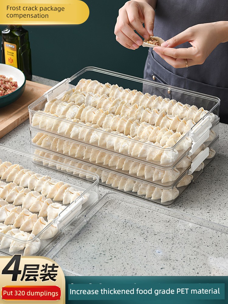 Food Grade Dumpling Freezer Special Multi-Layer Dumpling Quick-Frozen Box Wonton Storage Box Egg Crisper for Refrigerator