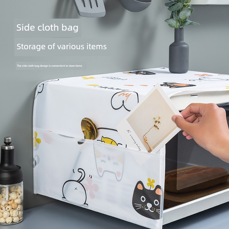 Home Fabric Microwave Oven Dust Cover Kitchen Oven Oil-Proof Smoke Cover Towel Home Textile Home Decoration Cartoon Plastic Hanging Bag