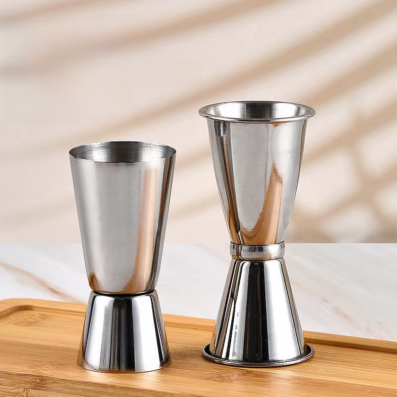For Home Creative Stainless Steel Double-Headed Measuring Cup Curling Straight Edge Ounce Cup Bar Counter Cocktail Shaker Jigger Measuring Cup