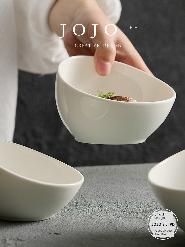 Jojo's L. Pd. Envy. Fancy White Oblique Bowl Dessert Bowl Hot Pot Condiment Sauce Bowl | Direction