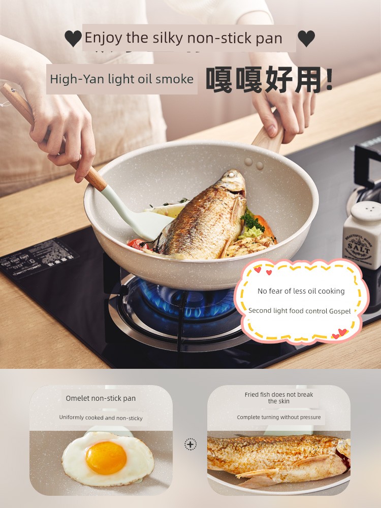 Bear Non-Stick Pan For Home Medical Stone Color Frying Pan Gas Stove Special Pot Frying Pan