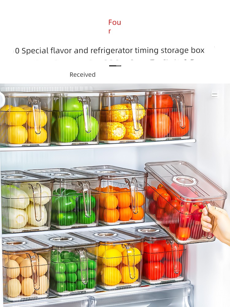 Refrigerator Storage Box Food Grade Crisper Kitchen Finishing Large Capacity for Vegetables and Eggs Frozen Storage Box