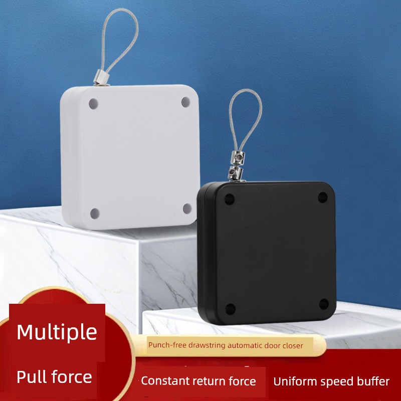 Punch-Free Buffer Mute Drawstring Door Closer Telescopic Sliding Door Office Bedroom Door Automatic Return Door Closer