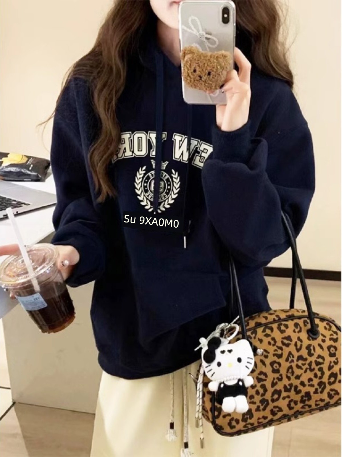 Fleece-lined Thickened American Hooded Sweatshirt Female Spring & Fall 2025 New Arrival Best Selling Korean Style Idle Style Loose Long Sleeve Top