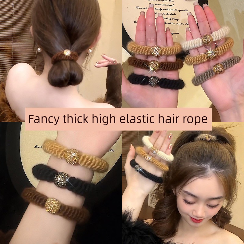 Maillard Headband Female Adult Fall and Winter Bold Hair Rope 2024 New Arrival Fancy High Elastic Hair Ring Headdress