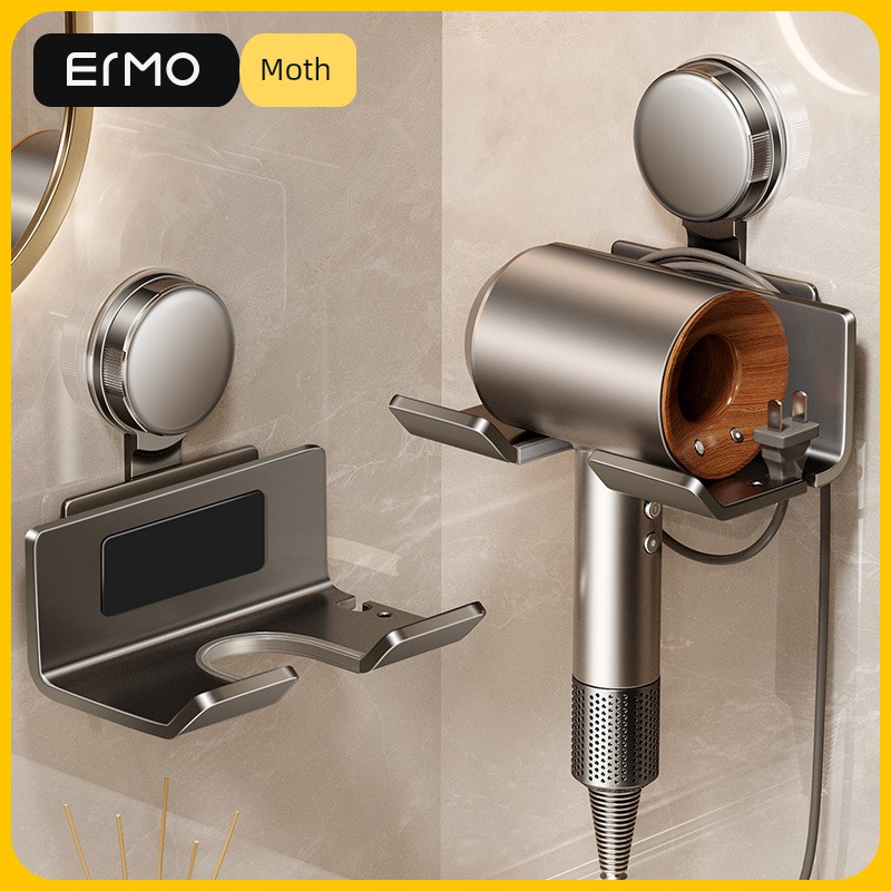 Stainless Steel Suction Cup Hair Dryer Rack Bracket Punch-Free Bathroom Hair Dryer Hanging Bathroom Wall-Mounted Storage