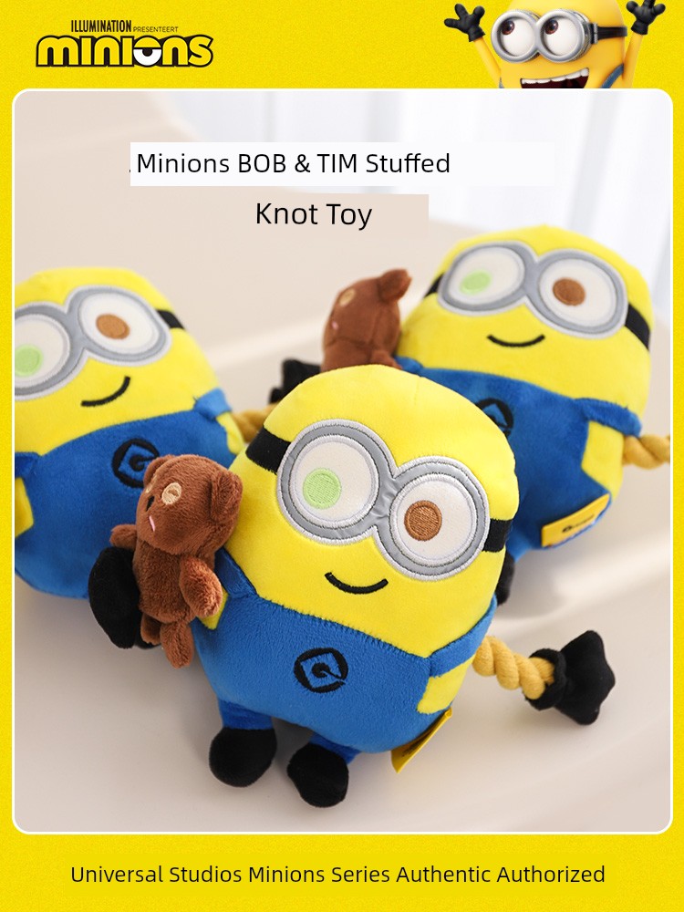 Pet Minions Series Stuffed Knot Toy Golden Retriever Bite-Resistant Relieving Stuffy Dog Self-Hi to Sleep with Molar Toys