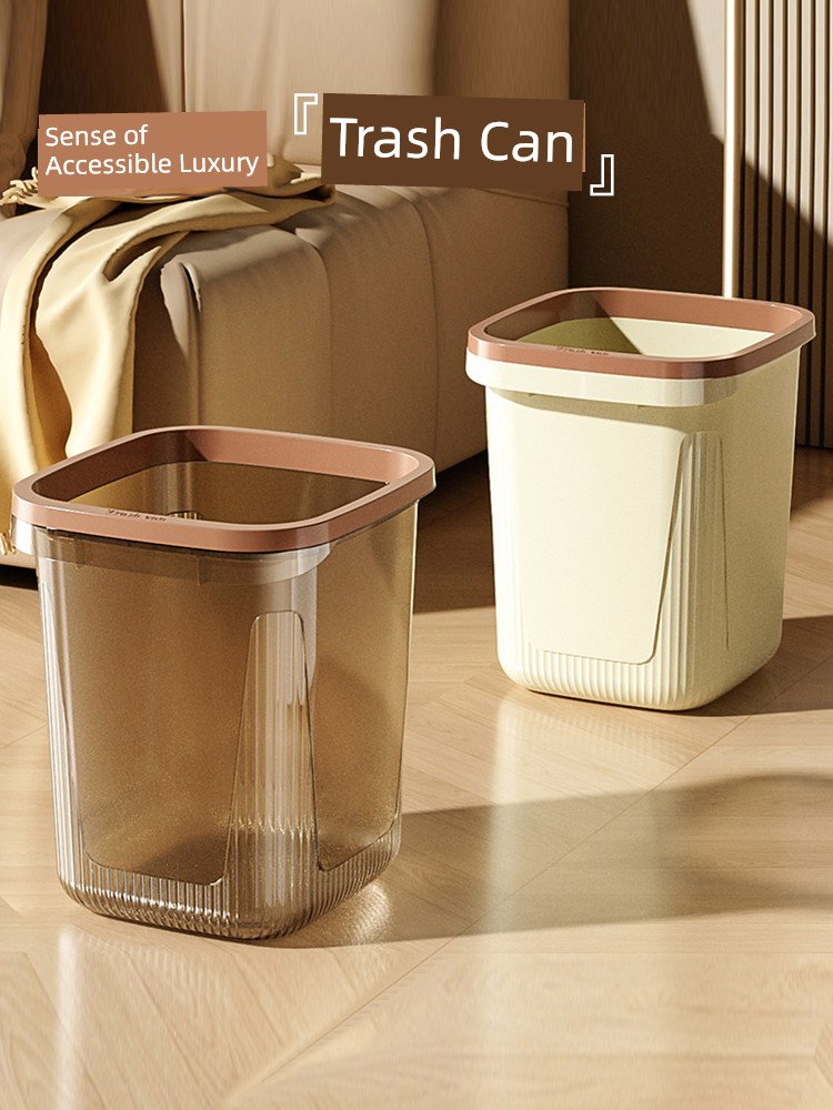 Trash Can For Home Accessible Luxury Large Capacity Living Room Bedroom Bathroom Creative High-Looking with Pressure Ring Wastebasket