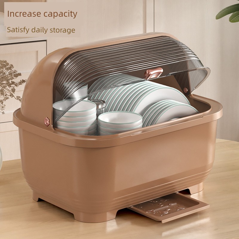 Tableware Storage Box Kitchen Storage Rack with Lid Cupboard Countertop Dish Storage Rack Bowl Plate Dish Draining Rack