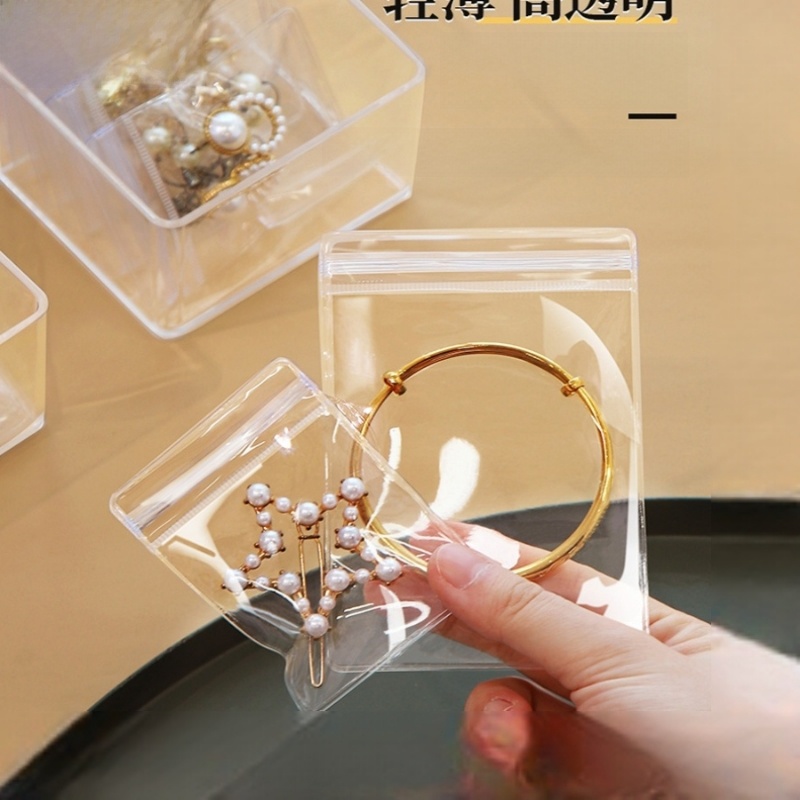 Thickened PVC Transparent Jewelry Buggy Bag Sealed Earrings Jewelry Bag Anti-Oxidation Self-Sealing Packing Bag Brace Lace Bracelet