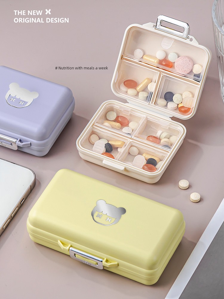 Portable Dispensing Medicine Box Storage Seven Days a Week Medicine Portable Mini Small Medicine Box Three Meals a Day Medicine Compartment Box