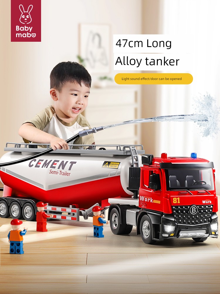 Oversized Water Spray Alloy Oil Tank Truck Toy Boy Kids Semi-Trailer Firefighting Sprinkling Truck Engineering Car