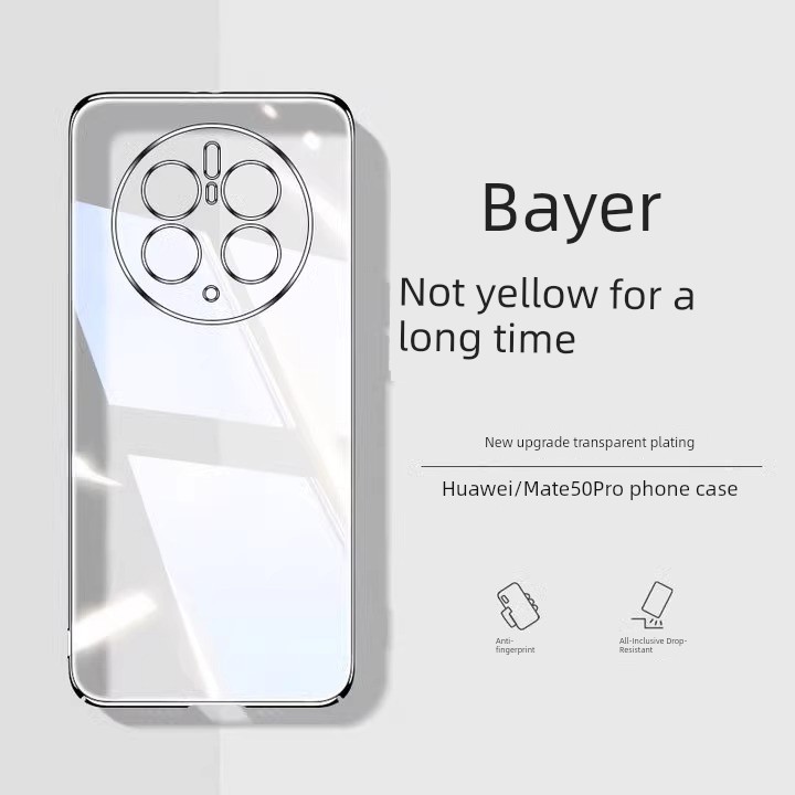 [German Bayer] Suitable for Huawei Mate50pro Phone Case Mate50 New Arrival Ultra-Thin Transparent Silicone Protective Case Mate50rs Lens All-Inclusive Drop-Resistant Male Soft Female Outer Por