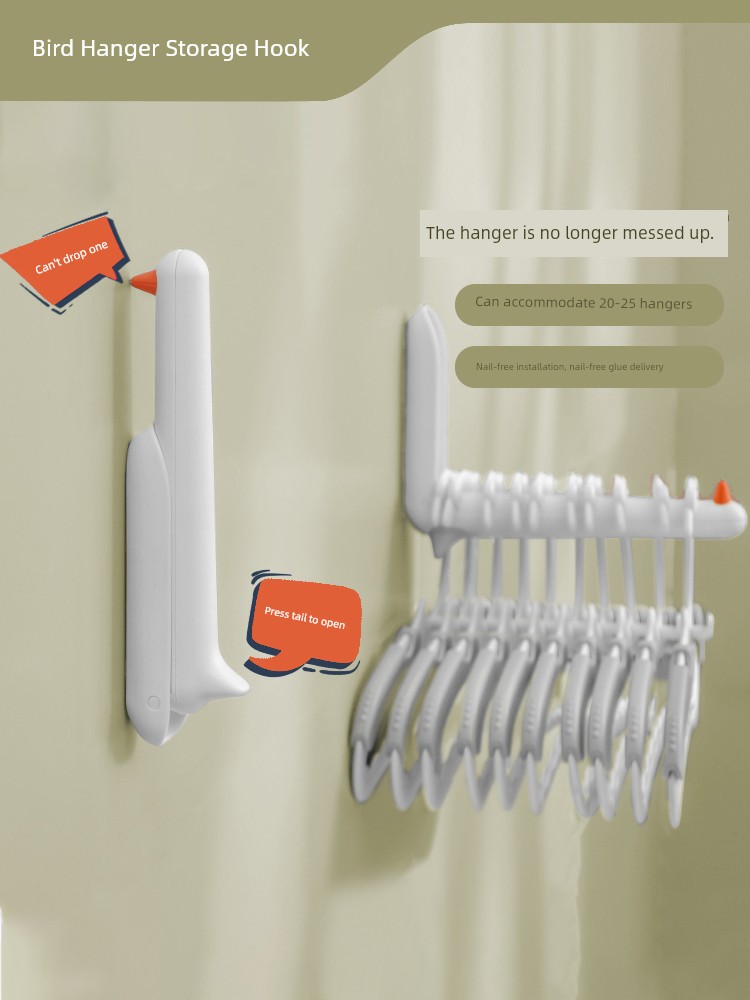 Hanger Storage Rack Punch-Free Multi-Functional Organizing Rack Wall-Mounted Wardrobe Balcony Hanger Storage Fantastic