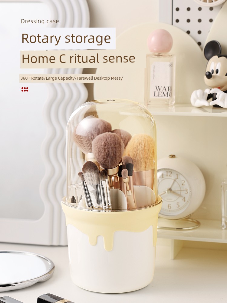 Cosmetics Storage Box Rotate Dustproof Makeup Brush Storage Tube Dresser Table Pen Holder Lipstick Eye Shadow Storage Rack