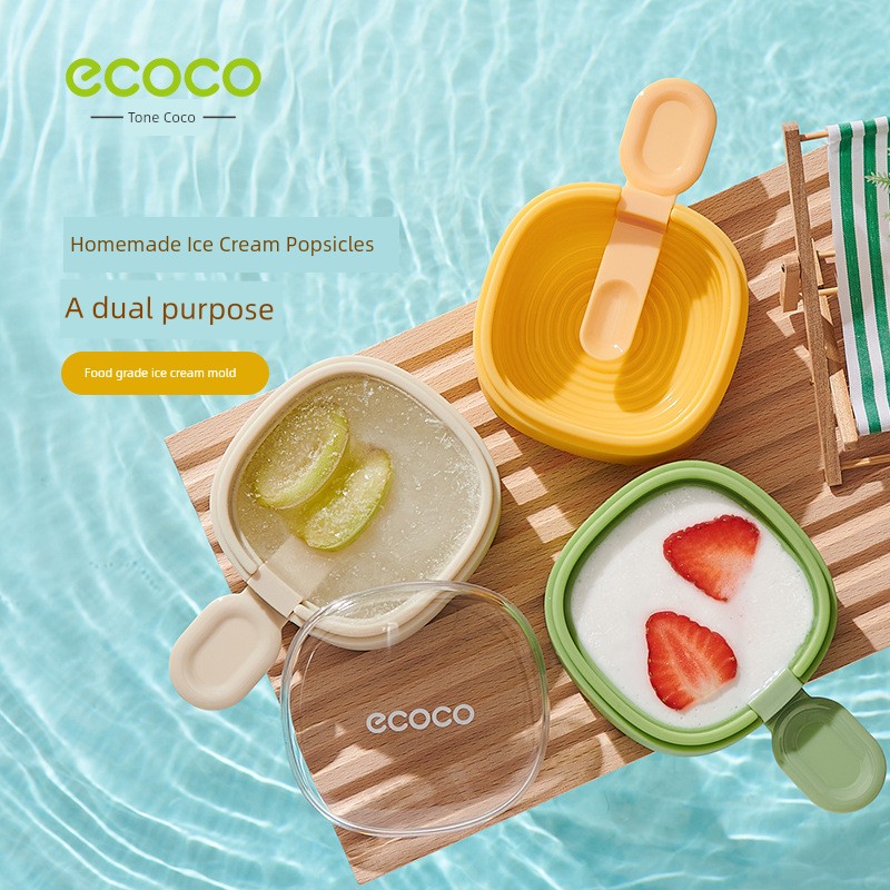 Ecoco Ice-Cream Mould Box Ice Making Cute Cheese Sticks Ice Cream Household Popsicles Silicone Kids Ice Cube Mold