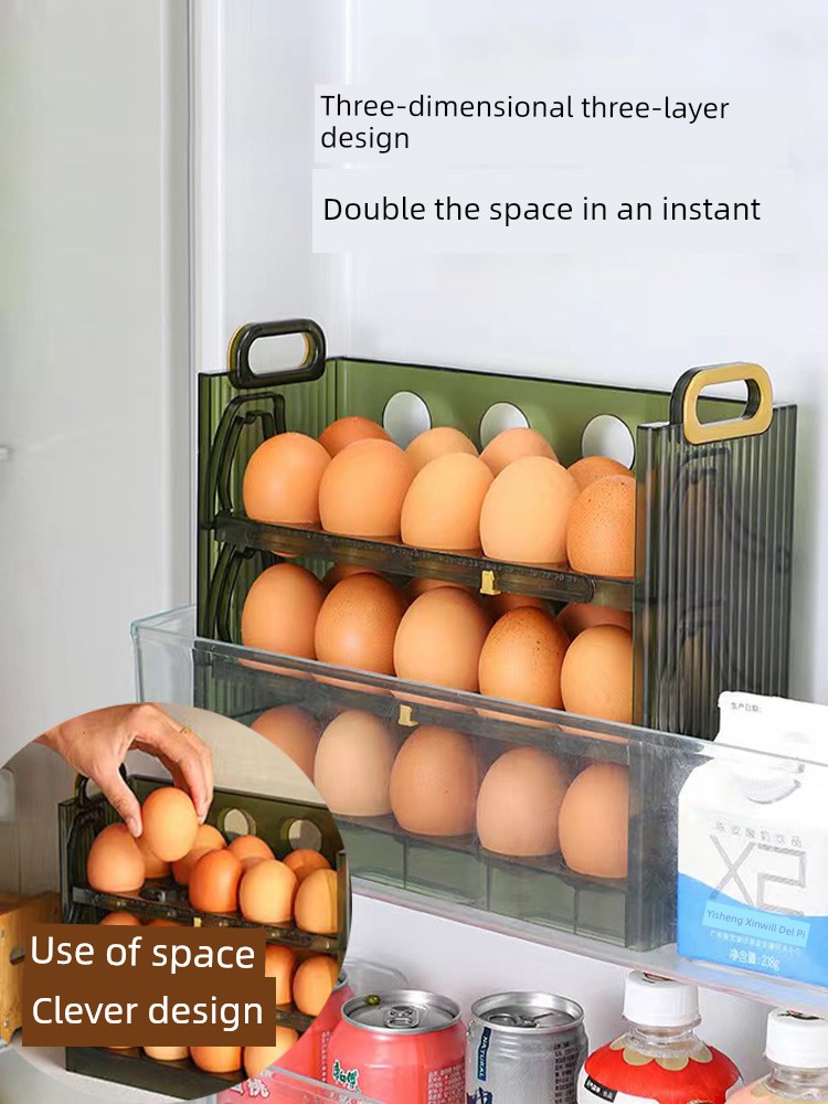 Refrigerator Side Door Egg Storage Box Food Grade Crisper Dedicated Organize and Storage Flip Egg Storage Box Egg Holder