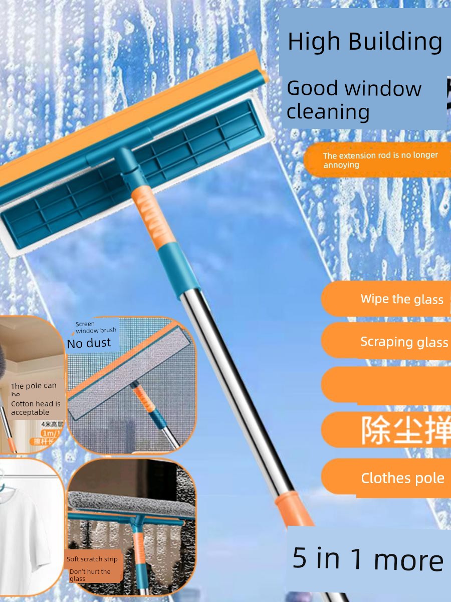Glass Squeegee New Homehold Multifunctional Wiper Blade Telescopic Rod Clean-Keeping Dedicated Tool Glass Scraper