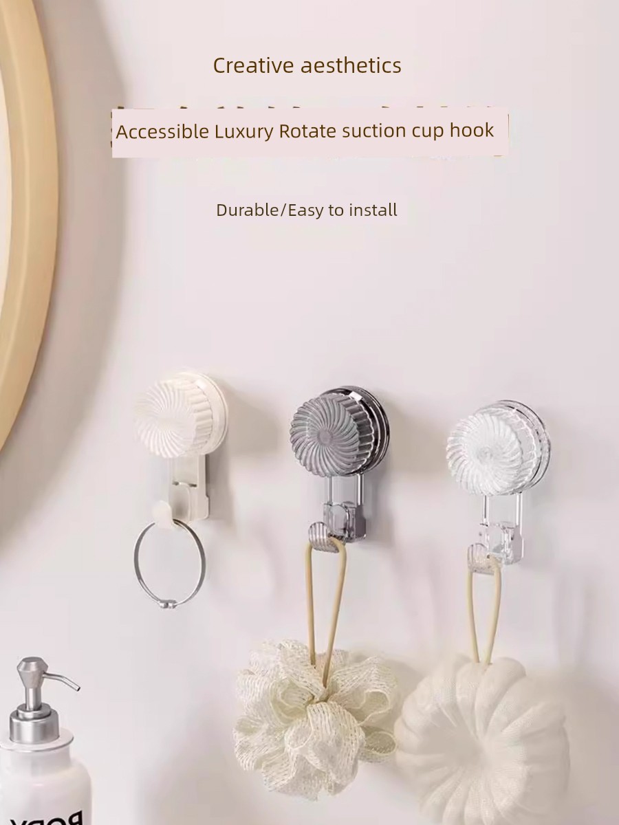 Accessible Luxury Rotate Suction Cup Hook Punch-Free Bathroom Living Room Home Seamless Vacuum Adhesive Wall Load-Bearing Towel Hook