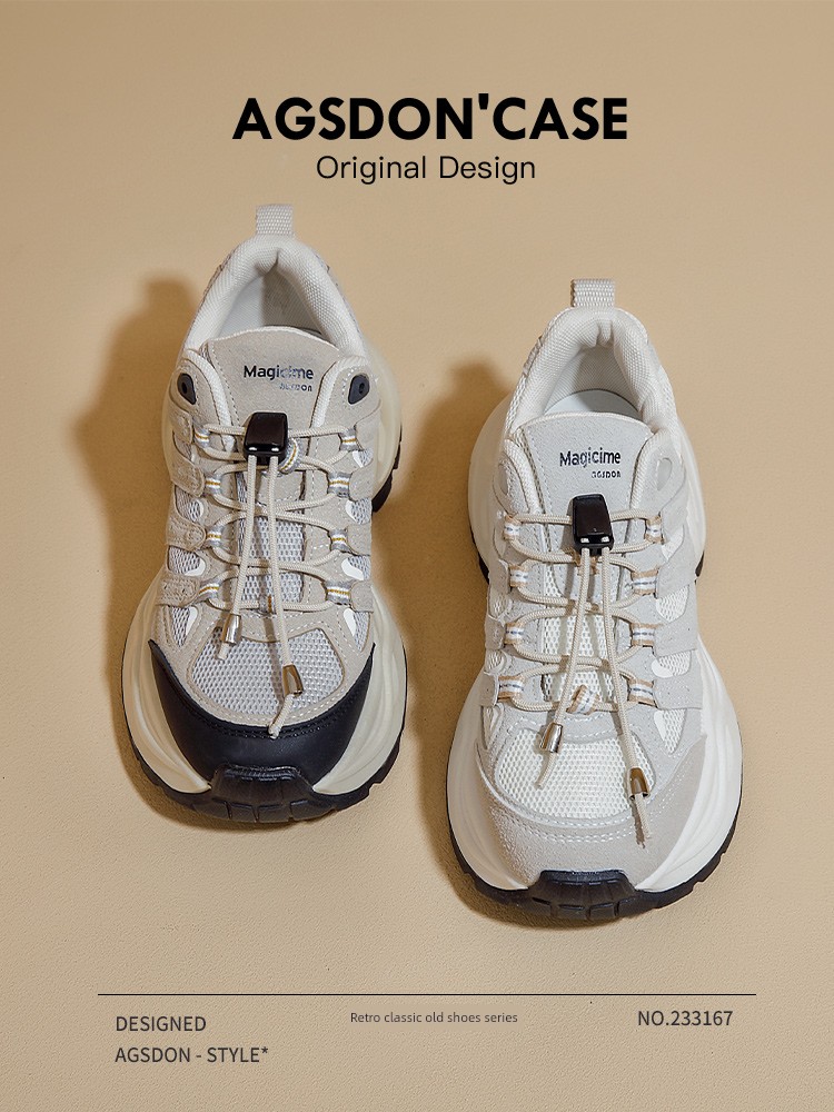 Dad Shoes Women's 2024 New Arrival Spring and Autumn Thick Sole Height Increasing Hiking Shoes Casual Sports White Shoes Explosion All-Matching and Lightweight