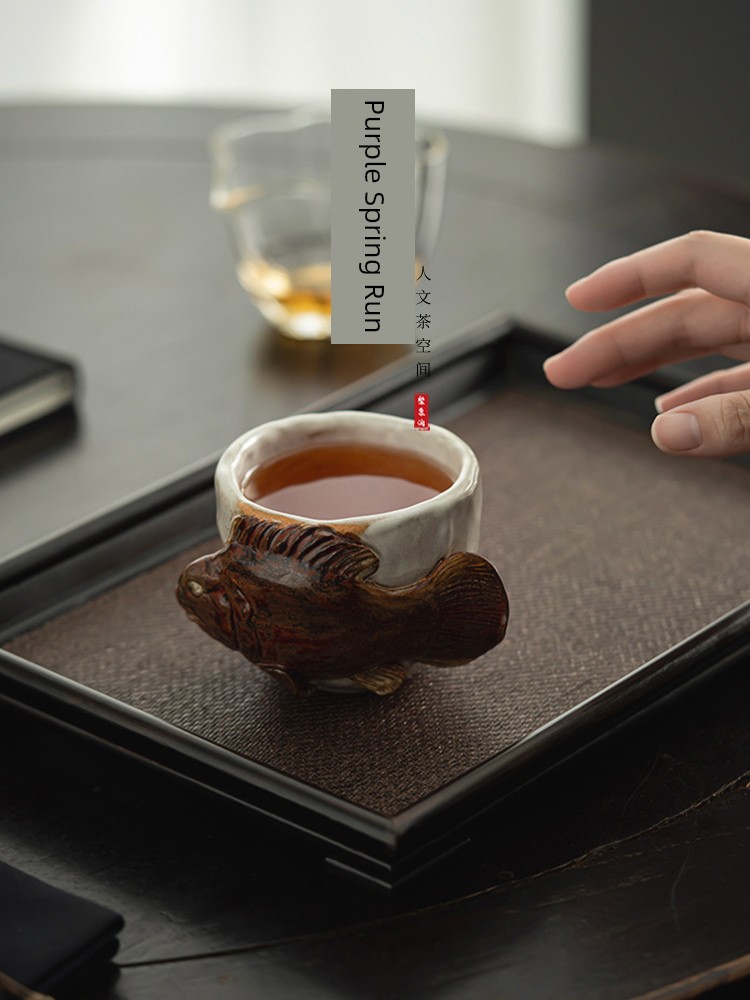 Jojo's L. Pd. Ziquan Jian. Handmade Annual Fish Powder Lead Master Cup Tea Cup Tea Cup | Forced