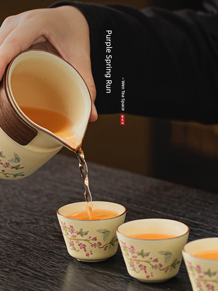 Jojo's L. Pd. Ziquan Jian. Wisteria Flower Portable Outdoor Travel Kung Fu Tea Set Ceramic Cup | Crown