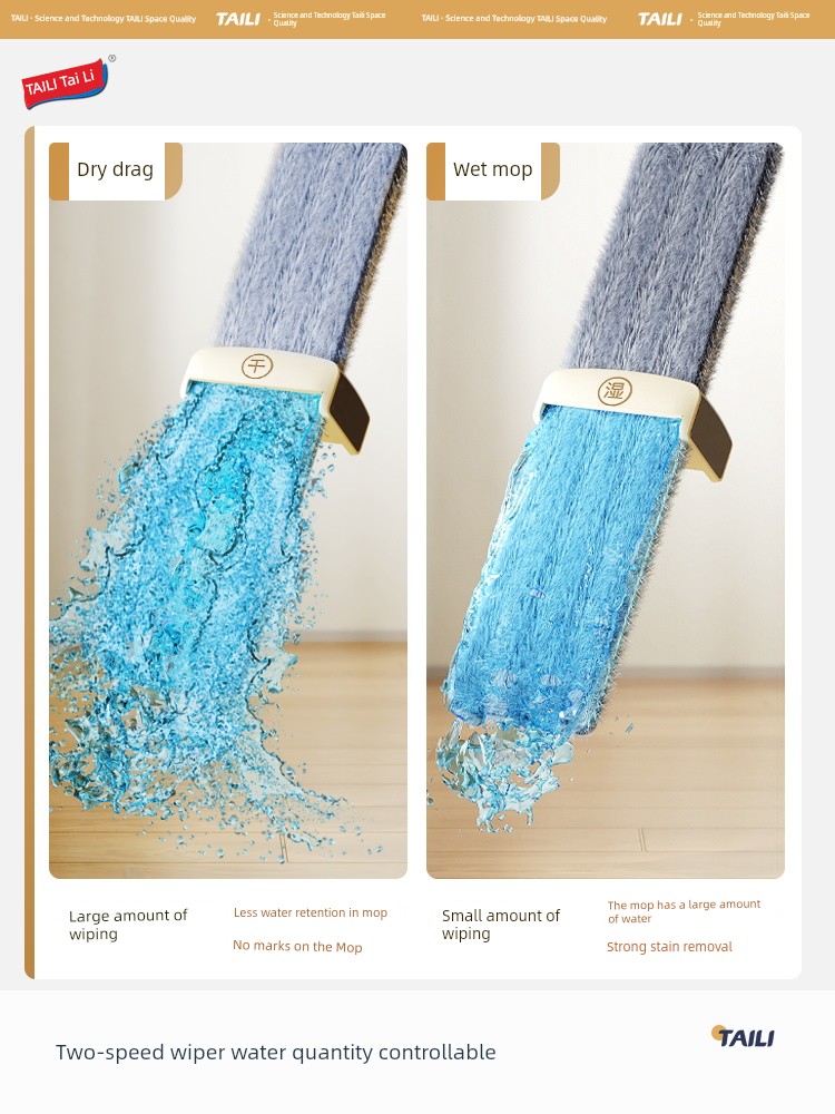 Taili Hand Wash-Free Mop Cleaning Gadget Flat Mop
