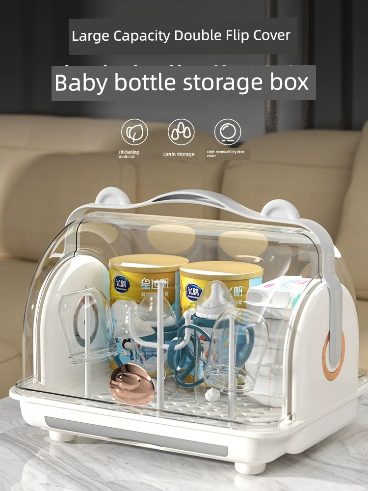 Baby Bottle Storage Box Dustproof Cover Tableware Stand Mr Draining Rack Baby Bowl and Chopsticks Solid Food Tools Storage Box
