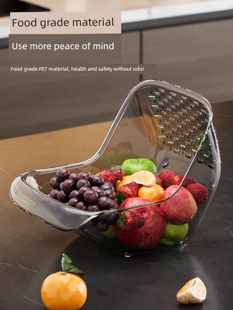 Multi-Functional Transparent Rice Washing Basket For Home Vegetable and Fruit Cleaning Drain Basket Living Room Large Capacity Fruit Basket Washing Fruit Basin