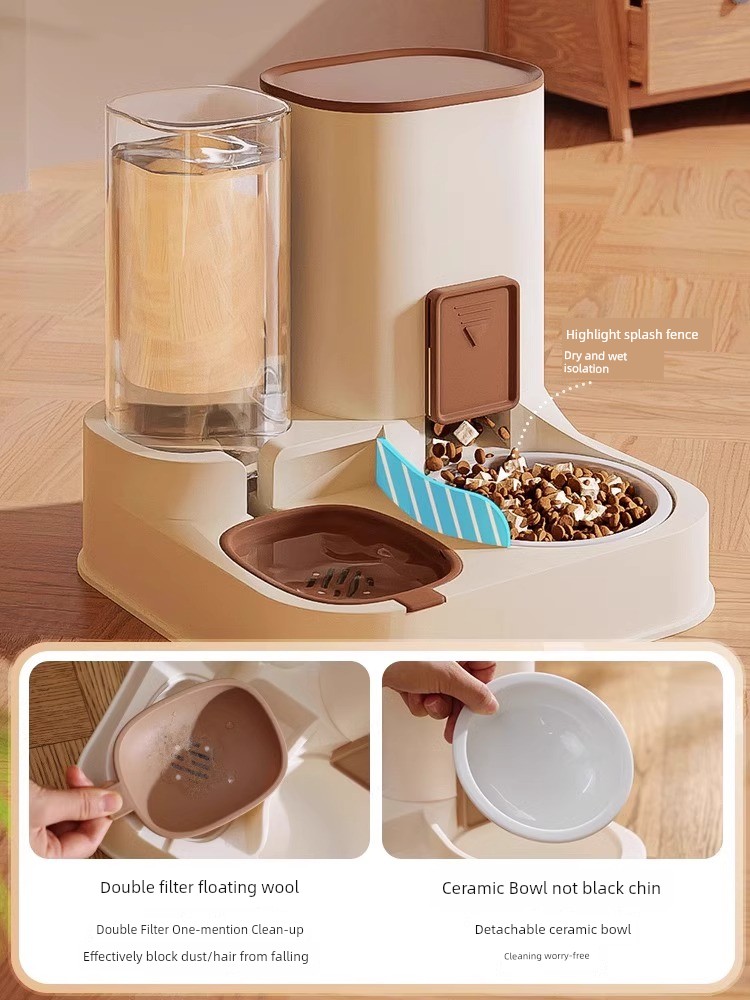 Automatic Pet Feeder One-Piece Non-Plug-in Drinking Cat