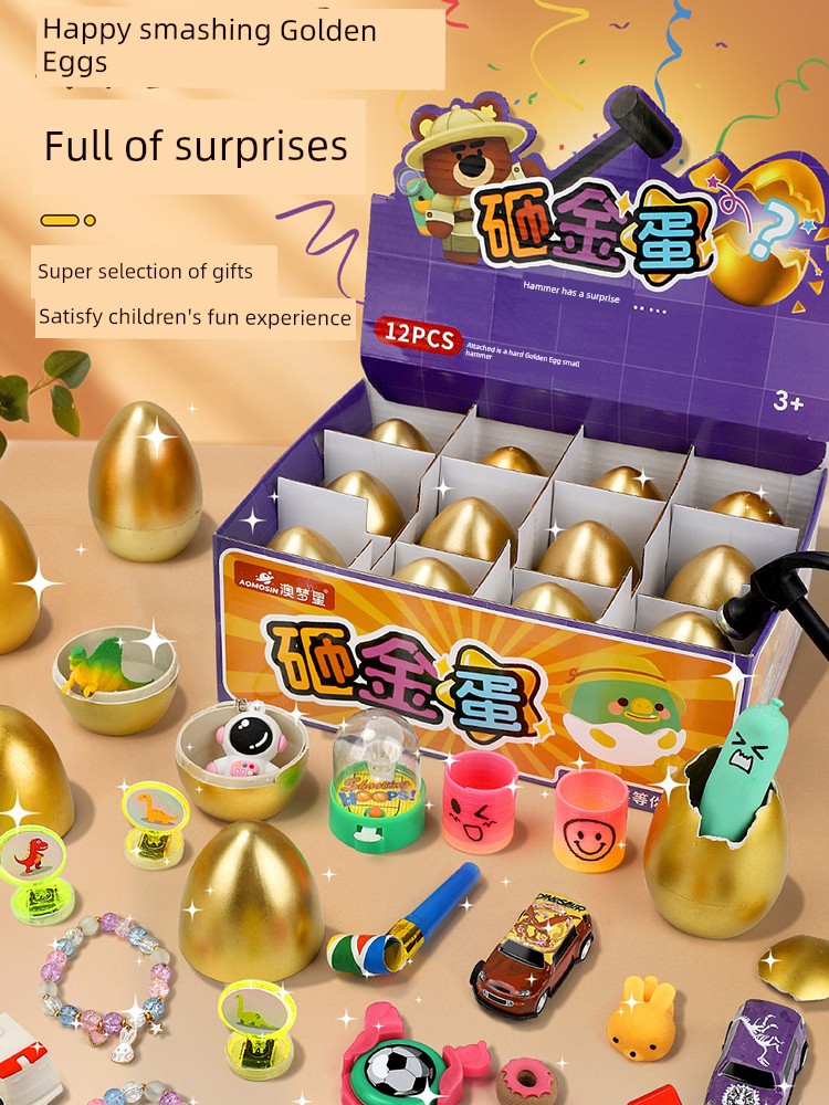 Smashing Golden Eggs Blind Box Prize Kids Gift Hole Music Toy Stamp Girl Boy Lucky Draw Primary School Student Split Knock Scratch